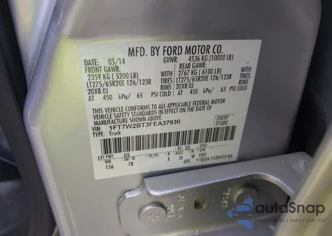 2015 Ford F-250 Lariat из США, поврежденный, VIN 1FT7W2BT3FEA37930